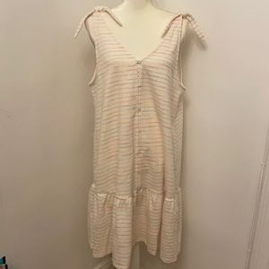 NWT Loft bow strap flounce dress ivory.